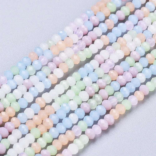 Facetterade glaspärlor - Pastell Mix 3x2,5mm 1 sträng Hilmas Pyssel