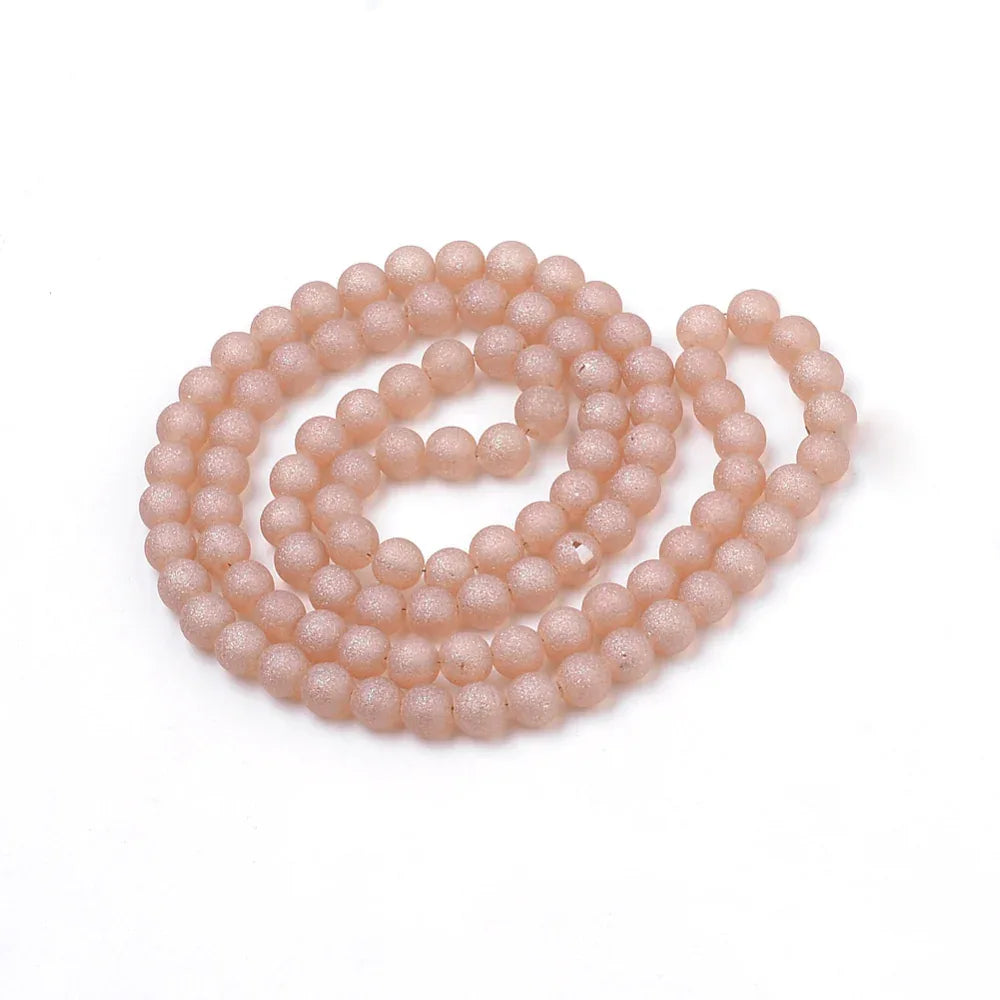 Glaspärlor Runda - Frostad Peachpuff 4mm, 1 sträng Hilmas Pyssel