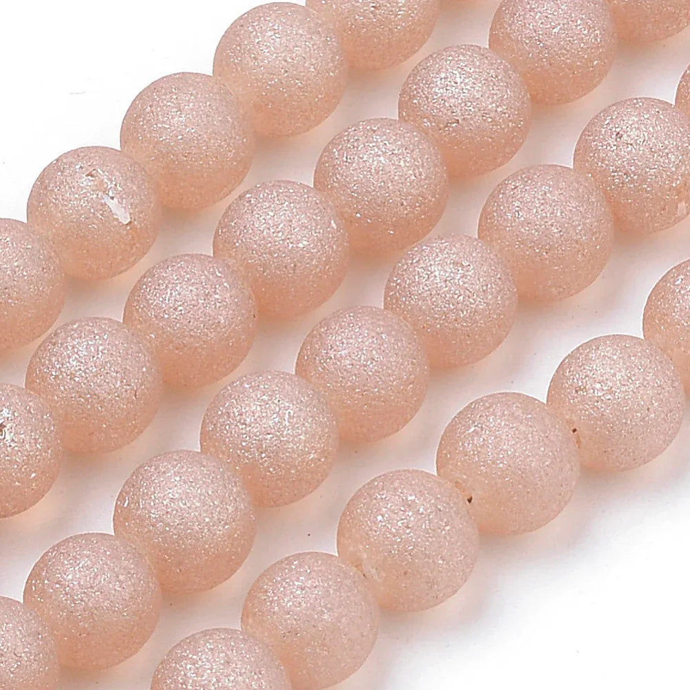 Glaspärlor Runda - Frostad Peachpuff 4mm, 1 sträng Hilmas Pyssel