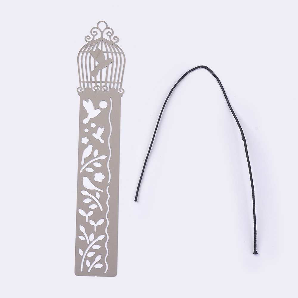 Linjal / Bokmärke - Silverfärgad med fågelmönster 10 cm Hilmas Pyssel