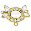 Claspgarten instickslås - Oval med swarovskikristaller och pärla 23k guldpläterad 22x15, 1 styck Claspgarten