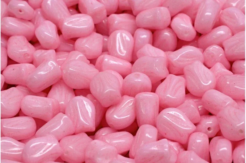 Tulip Bead - Pink Alabaster White luster 9x7mm, 20-pack Hilmas Pyssel