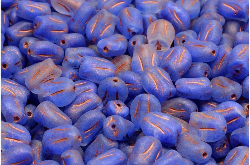 Tulip Bead - Matt Blue / Copper 9x7mm, 20-pack Hilmas Pyssel