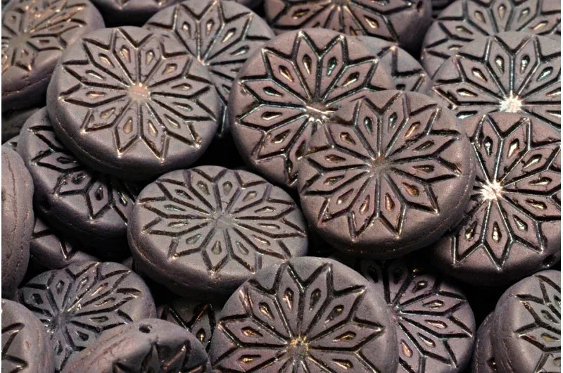Origami Flower Bead - Matte Jet Vega 18mm, 6-pack Hilmas Pyssel