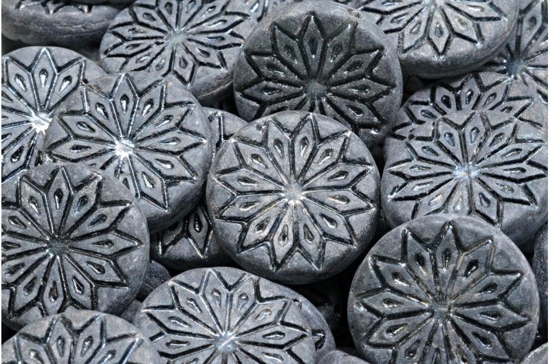 Origami Flower Bead - Matt Jet Hematit 18mm, 6-pack Hilmas Pyssel