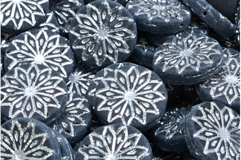 Origami Flower Bead - Matt Grey Silver 18mm, 6-pack Hilmas Pyssel
