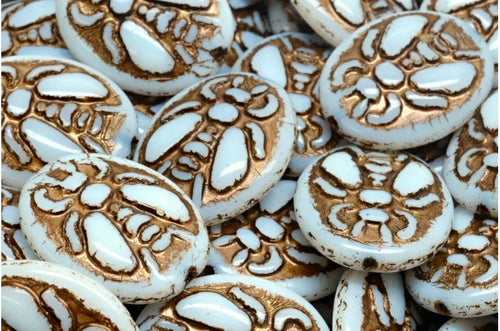 Bee Beads - White / Bronze 22x18mm, 3-pack Hilmas Pyssel