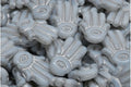 Hamsa Hand Beads - White/Silver 14x20mm, 6-pack Hilmas Pyssel