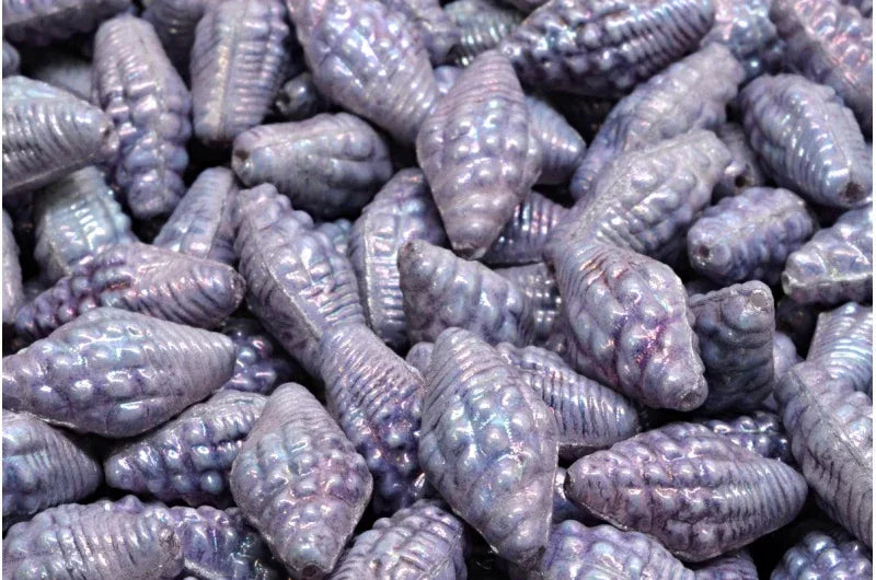 Miter Shell Beads - Chalk white lila nebula 16x8mm, 10-pack Hilmas Pyssel