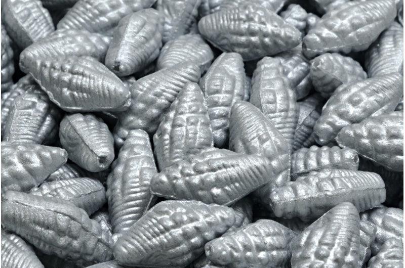 Miter Shell Beads - Alabaster with Silver Splash 16x8mm, 10-pack Hilmas Pyssel