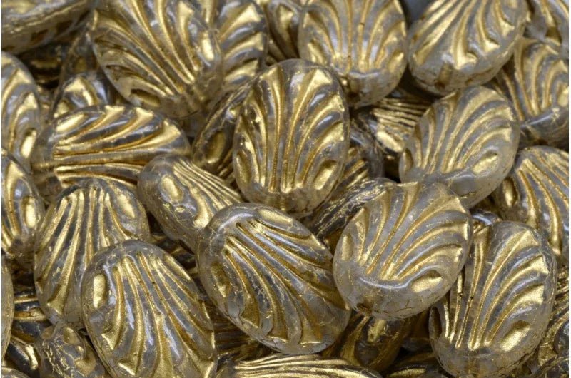 Oval with Lines - Crystal with gold 17x12mm, 6-pack Hilmas Pyssel