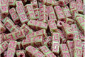 Celtic Block Beads - Light green with Rose 15x5mm, 15-pack Hilmas Pyssel