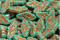 Arabesque Beads - Opaque Green Turquoise with Copper 19x9mm, 6-pack Hilmas Pyssel