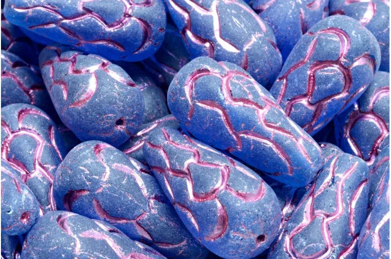 Pinecone Bead - Matte Capri Blue with Pink 25x12mm 1 styck Hilmas Pyssel