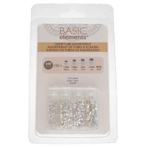 Basic Elements - Crimp tube assortment, Silver plated, 600- pack Beadsmith