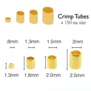 Basic Elements - Crimp tube assortment, Gold plated, 600- pack Beadsmith