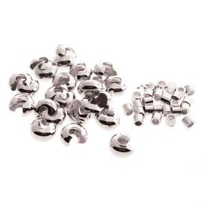 Basic Elements - Crimp tube and crimp cover, 4mm smooth, Silver plated, 48-pack Beadsmith
