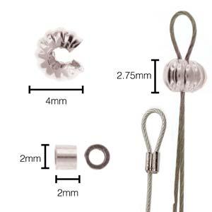 Basic Elements - Crimp tube and crimp cover, 4mm corrugated, Silver plated, 48- pack Beadsmith