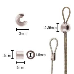 Basic Elements - Crimp tube and crimp cover, 3mm smooth, Silver plated, 48- pack Beadsmith