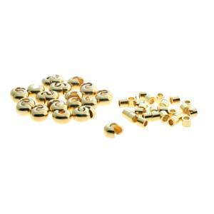 Basic Elements - Crimp Tube and Crimp Cover, Gold Plated, 48-Pack Beadsmith