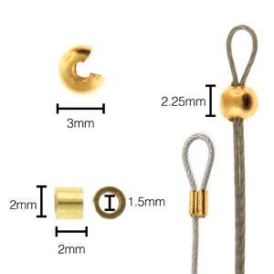 Basic Elements - Crimp Tube and Crimp Cover, Gold Plated, 48-Pack Beadsmith