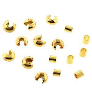 Basic Elements - Crimp tube and crimp cover, 4mm corrugated, Gold plated, 48- pack Beadsmith