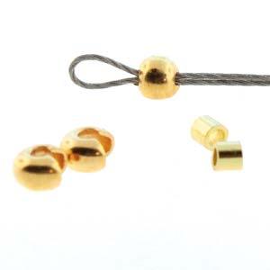 Basic Elements - Crimp tube and crimp cover, 4mm corrugated, Gold plated, 48- pack Beadsmith