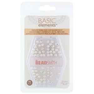 Basic Elements - Memory Wire End Cap Assortment, Silver Plated, 72-Pack Beadsmith