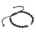 Makramé Armband - Svart Skruvad med Silverringar 1 styck Grekisk Metall