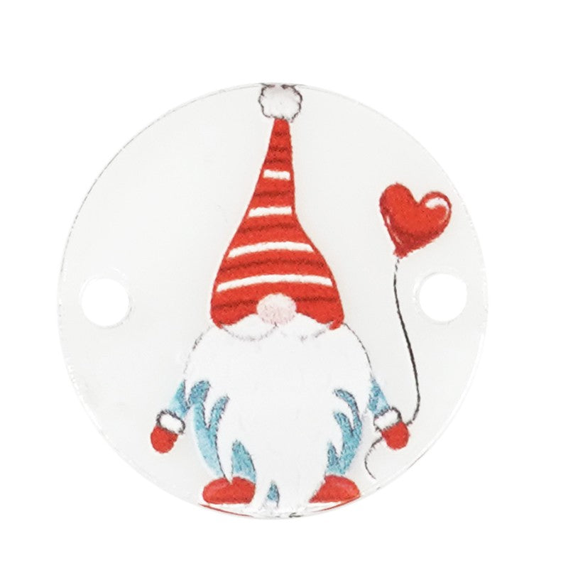 Connector Plexi/Akryl - Rund Ljusblå med Tomte 20mm Hilmas Pyssel