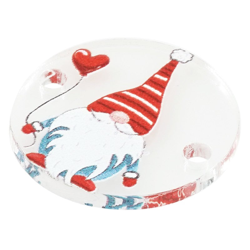 Connector Plexi/Akryl - Rund Ljusblå med Tomte 20mm Hilmas Pyssel