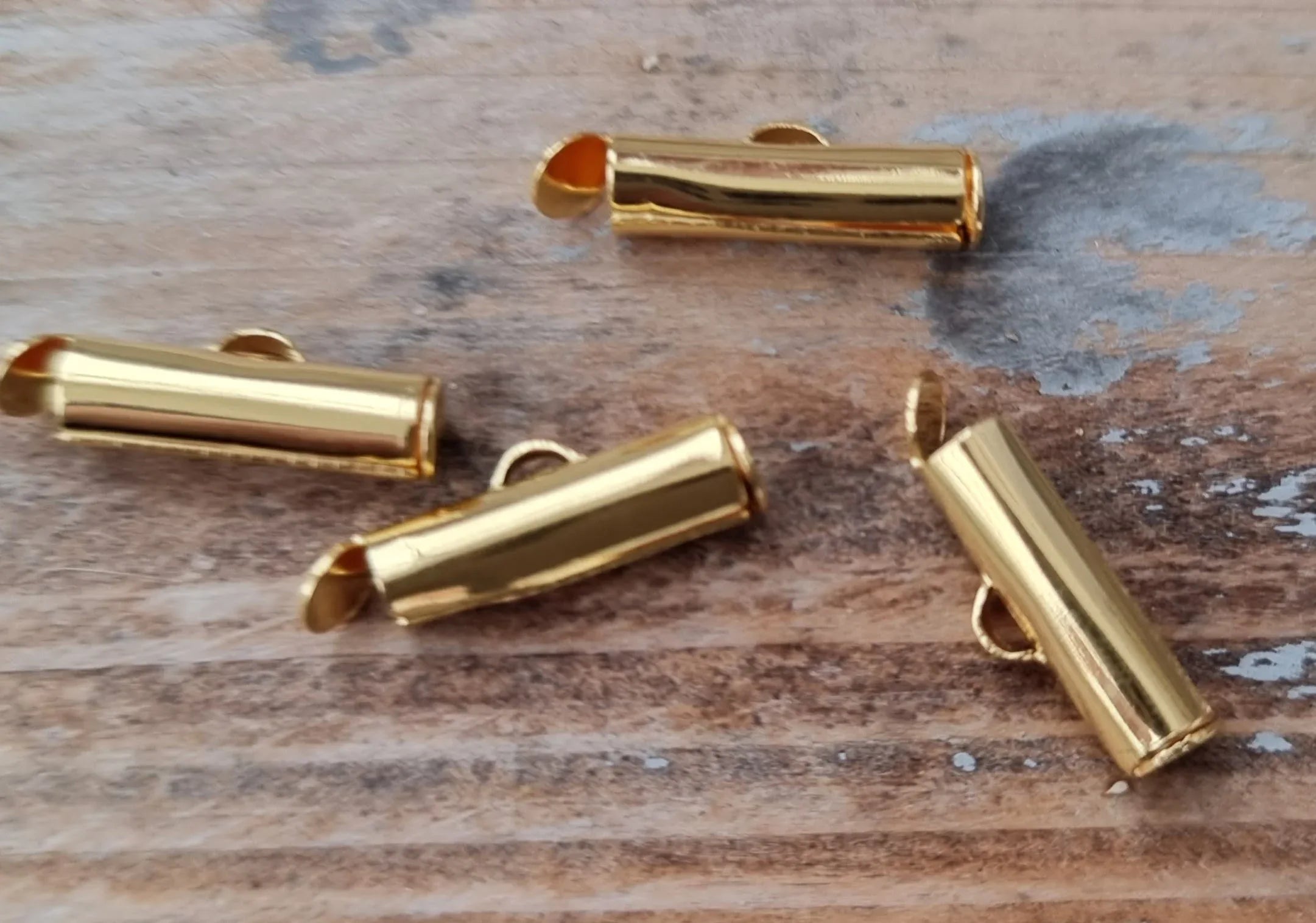 Avslut Guldfärgad - Slide tube 16mm 4-pack Grekisk Metall