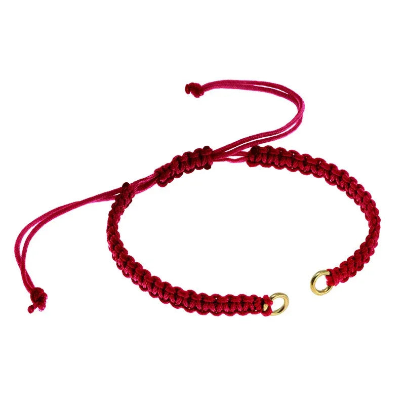 Makramé armband - Vinröd med guldringar 1 styck Grekisk Metall