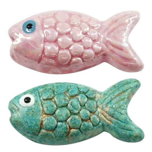 Porslinspärla - Fisk Rosa 26x12mm 1 styck Hilmas Pyssel