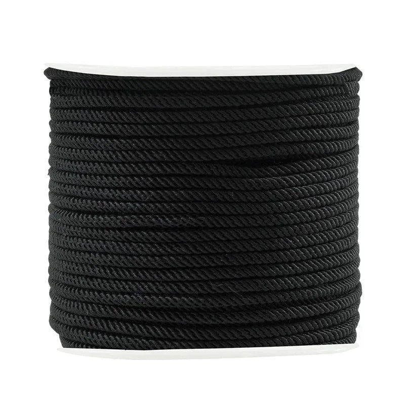 Polyester twisted tråd - Svart 1,5mm, 1m Hilmas Pyssel