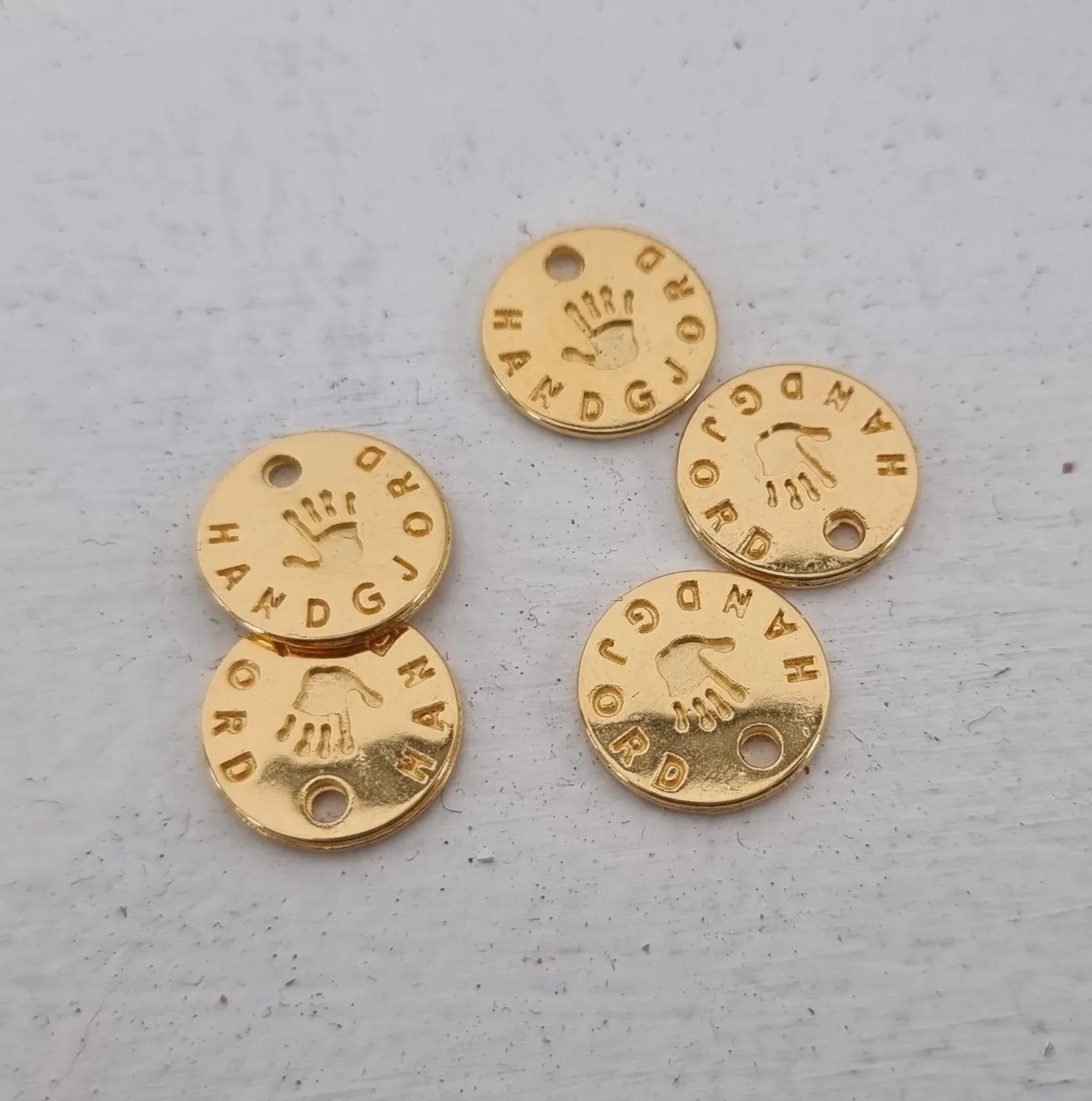 Berlock Guldfärgad - Rund Handgjord 13mm 5-pack Grekisk Metall