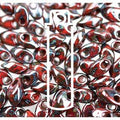 Miyuki Long Magatama - Picasso Op Red Garnet Luster 4x7mm, 8,5 gram Miyuki