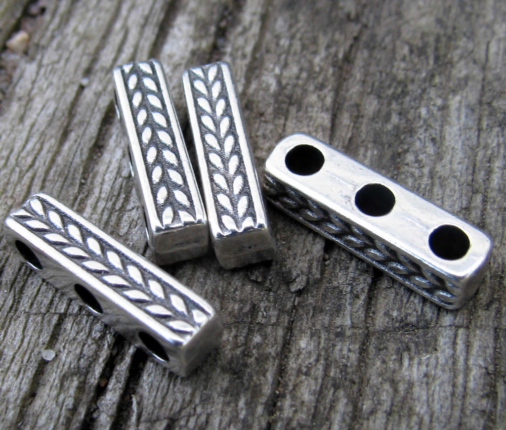 Mellandel Silverfärgad - Bladmönstrad, 4-pack Grekisk Metall