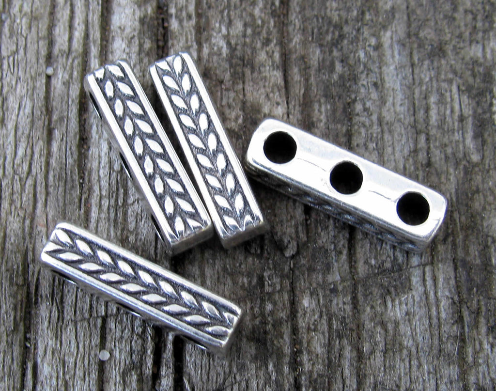 Mellandel Silverfärgad - Bladmönstrad, 4-pack Grekisk Metall