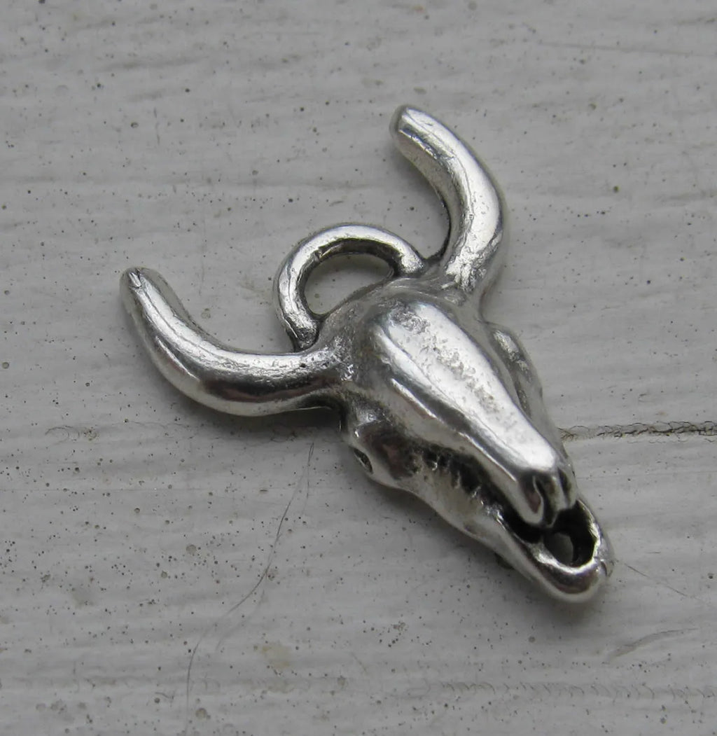 Berlock silverfärgad - Tjur döskalle 20x15 mm - 1 styck Grekisk Metall