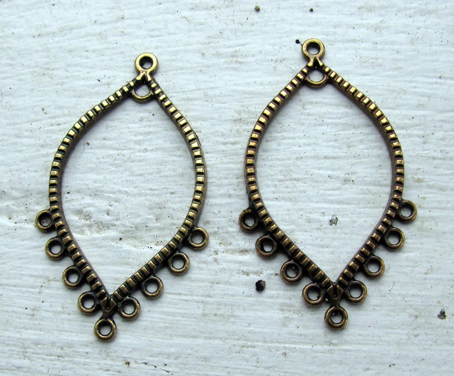 Örhängesämne bronsfärgat - Droppe med 9 hål, 2-pack Grekisk Metall