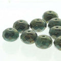 Tjeckiska Firepolish Donut - Green Turquoise Lumi 6x9mm, 1 sträng Hilmas Pyssel