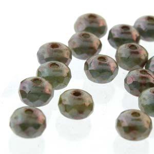 Tjeckiska Firepolish Donut - Lazure Blue 4x7mm, 1 sträng Hilmas Pyssel