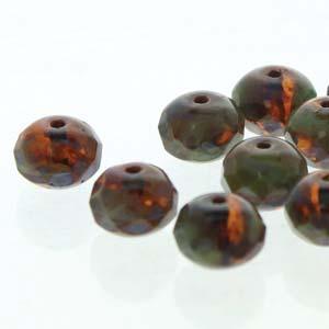 Tjeckiska Firepolish Donut - Turquoise Topaz Travertine 4x7mm, 1 sträng Hilmas Pyssel