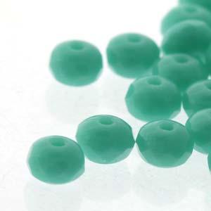 Tjeckiska Firepolish Donut - Green Turkos 4x7mm, 1 sträng Hilmas Pyssel