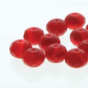 Tjeckiska Firepolish Donut - Red 2 ton Matt 4x7mm, 1 sträng Hilmas Pyssel