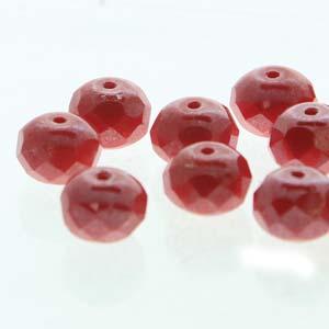 Tjeckiska Firepolish Donut - Red Luster 4x7mm, 1 sträng Hilmas Pyssel