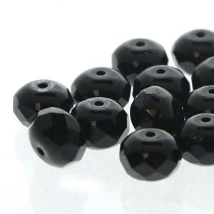 Tjeckiska Firepolish Donut - Jet 4x7mm, 1 sträng Hilmas Pyssel