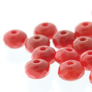 Tjeckiska Firepolish Donut - Red 3x5mm, 1 sträng Hilmas Pyssel
