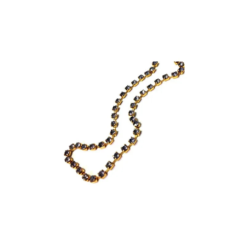 Strasskedja Antik Guldfärgad - Lila Strasstenar 3mm, 1m Grekisk Metall